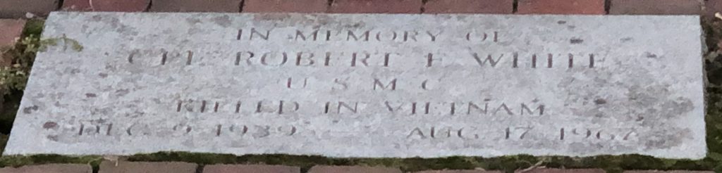 CPL. ROBERT F. WHITE WAR MEMORIAL FLAGPOLE STONE