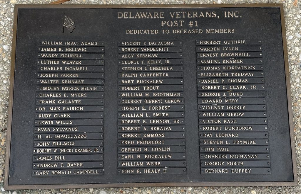 DELAWARE VETERANS DECEASED MEMBERS MEMORIAL PLAQUE D