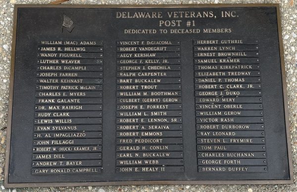 DELAWARE VETERANS DECEASED MEMBERS MEMORIAL PLAQUE D