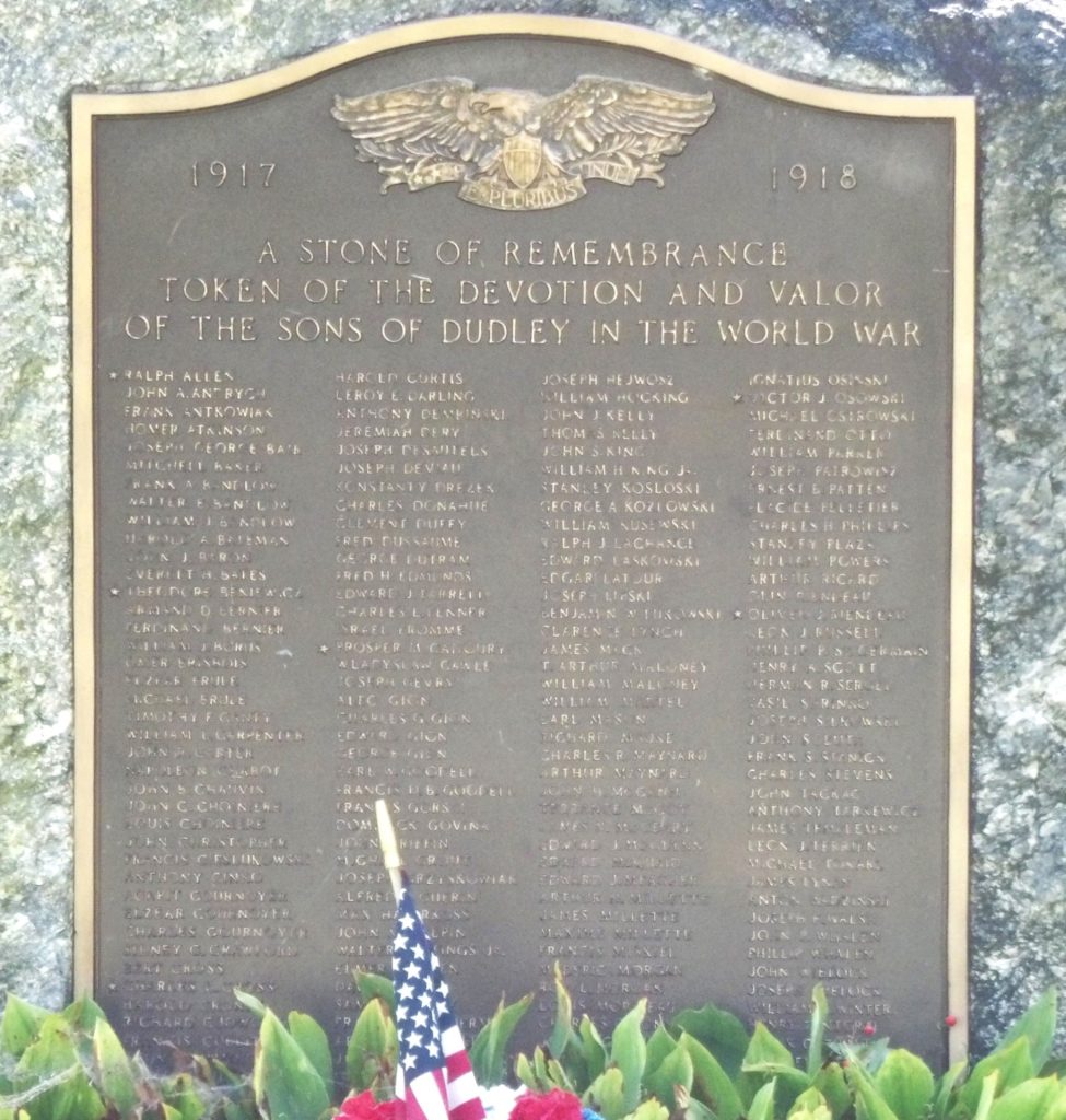 DUDLEY WORLD WAR MEMORIAL PLAQUE