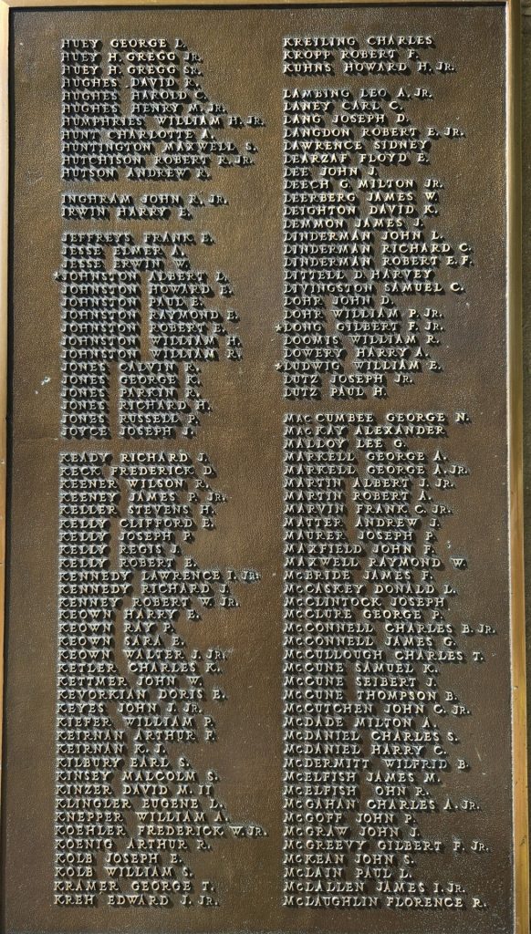 EDGEWOOD ROLL OF HONOR WORLD WAR II MEMORIAL PLAQUE C