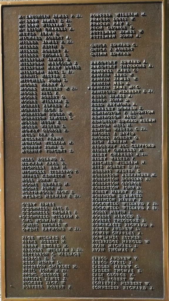 EDGEWOOD ROLL OF HONOR WORLD WAR II MEMORIAL PLAQUE D