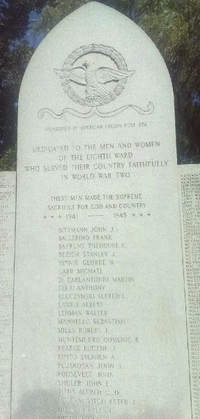 EIGHT WARD WORLD WAR TWO MEMORIAL CENTER STONE