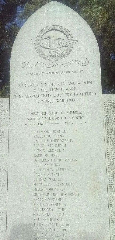 EIGHT WARD WORLD WAR TWO MEMORIAL CENTER STONE