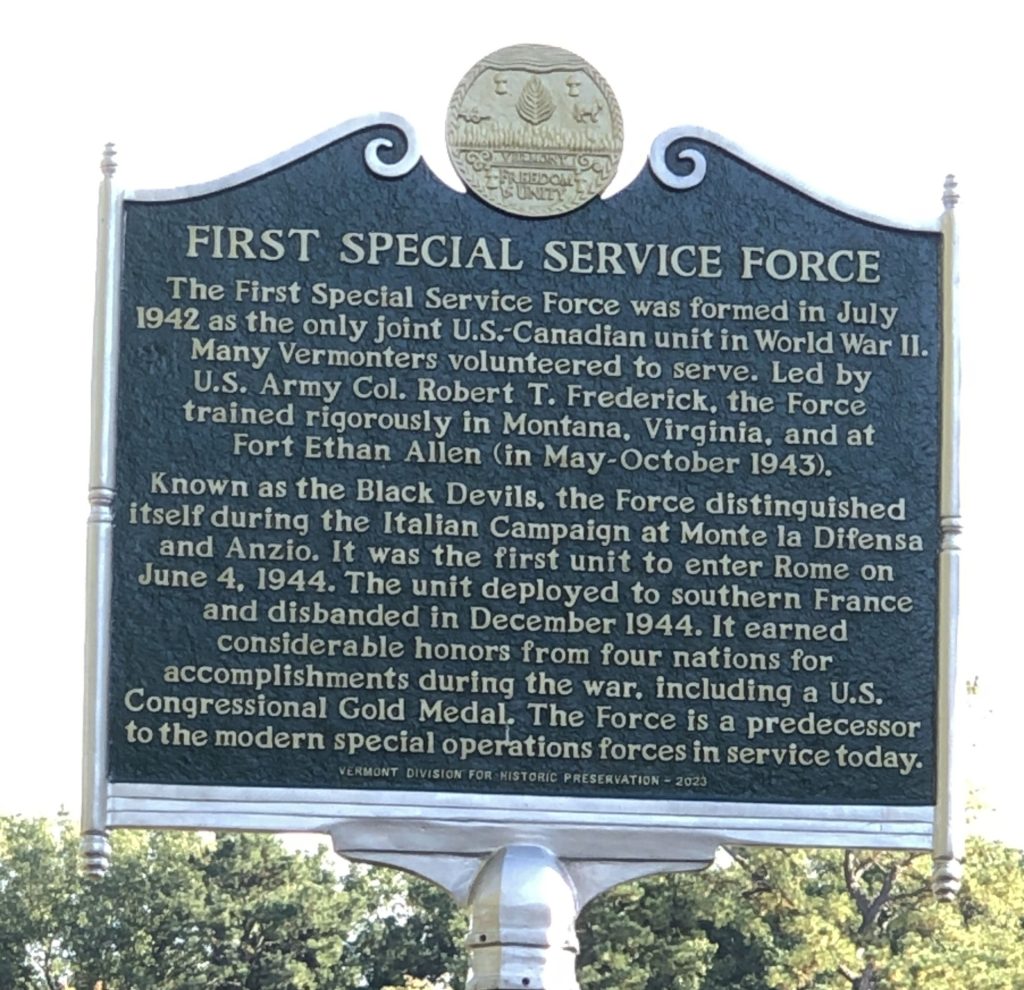 FIRST SPECIAL SERVICES FORCE WAR MEMORIAL MARKER