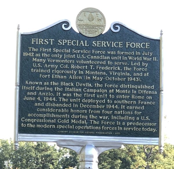 FIRST SPECIAL SERVICES FORCE WAR MEMORIAL MARKER