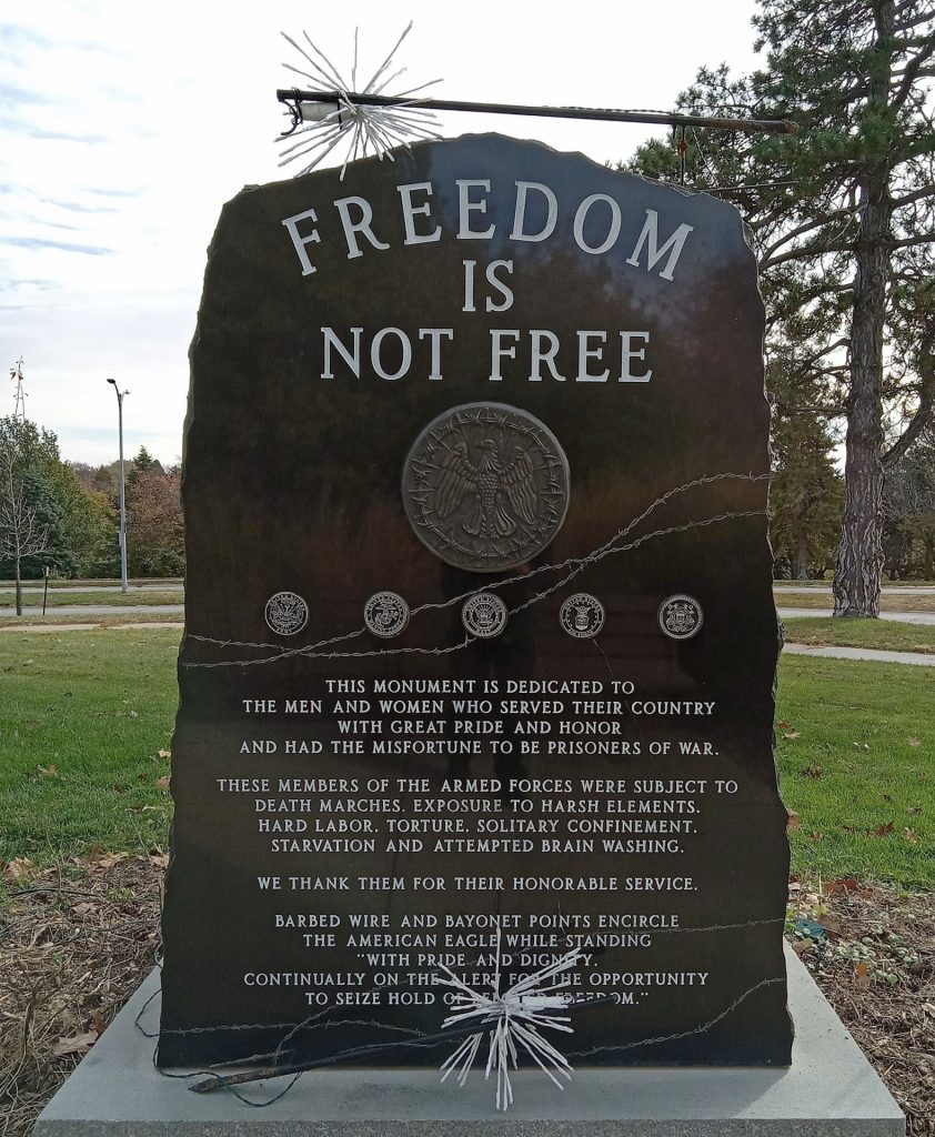 FREEDOM IS NOT FREE POW WAR MEMORIAL