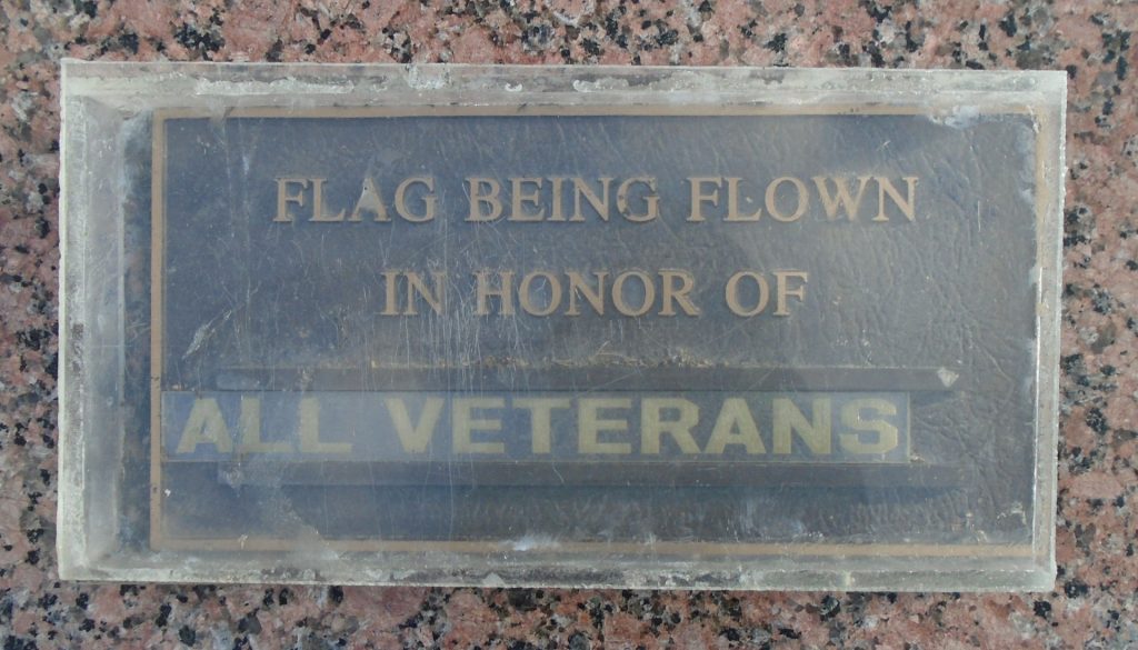 GORDON ALL VETERANS MEMORIAL FLAGPOLE PLAQUE
