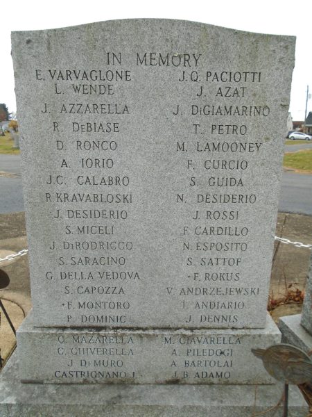 ITALIAN AMERICAN VETERANS OF LUZERNE COUNTY POST NO 1 MEMORIAL SIDE C