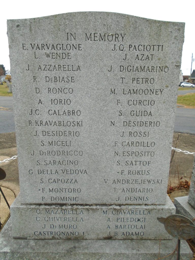 ITALIAN AMERICAN VETERANS OF LUZERNE COUNTY POST NO 1 MEMORIAL SIDE C