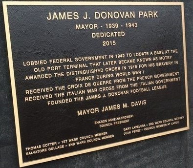 JAMES J. DONOVAN PARK WAR MEMORIAL PLAQUE