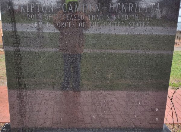 KIPTON-CAMDEN-HENRIETTA ROLL OF DECEASED WAR MEMORIAL STONE A