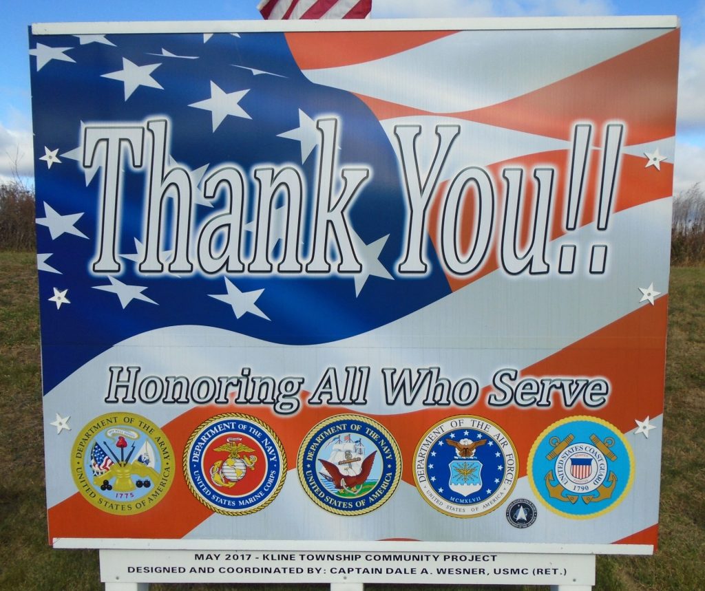 KLINE TOWNSHIP COMMUNITY VETERANS MEMORIAL SIGN A