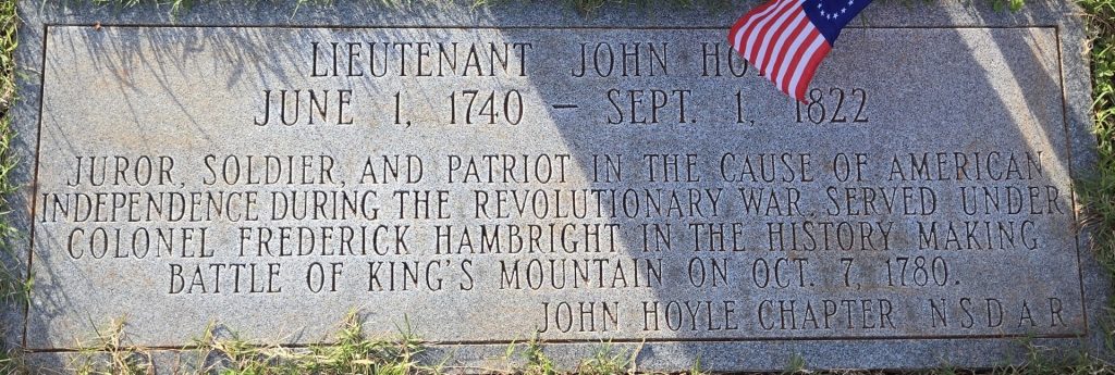 LIEUTENANT JOHN HOYLE REVOLUTIONARY WAR MEMORIAL TABLET