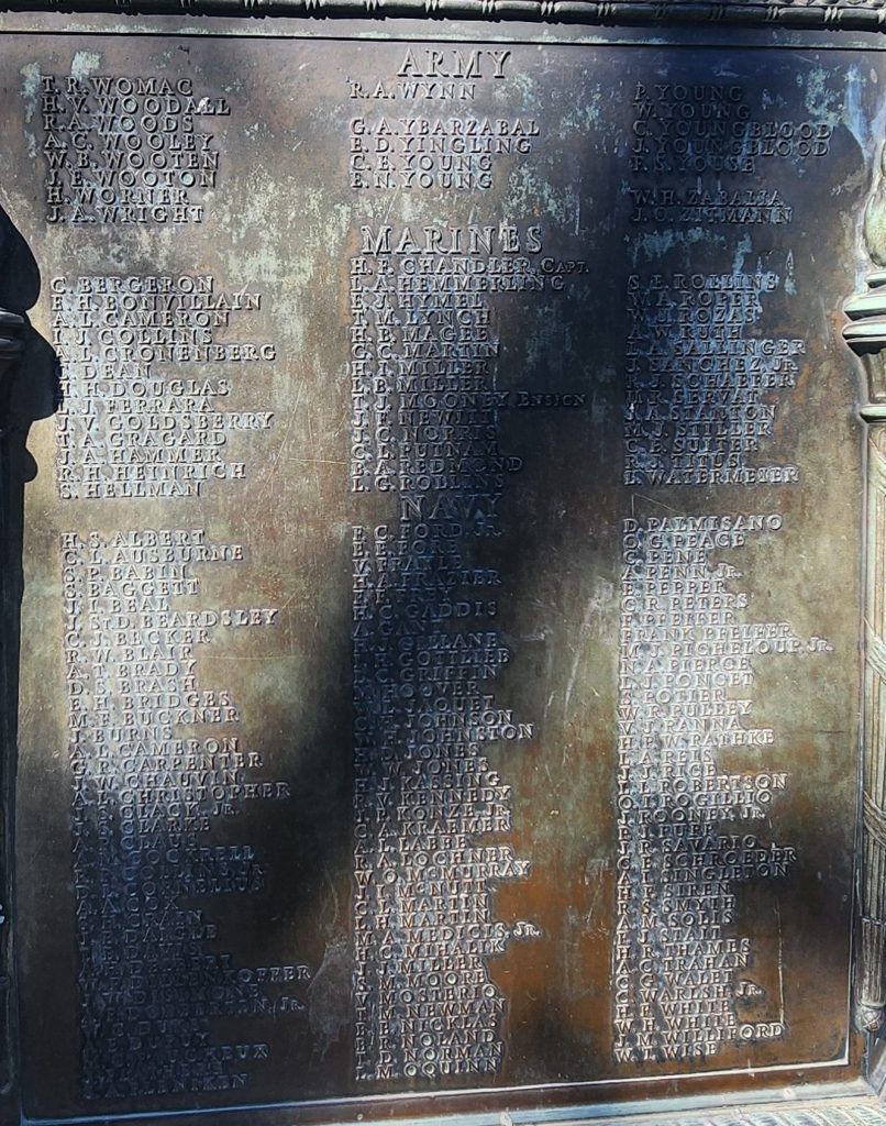 LOUISIANA ROLL OF HONOR WORLD WAR MEMORIAL FLAGPOLE PLAQUE H