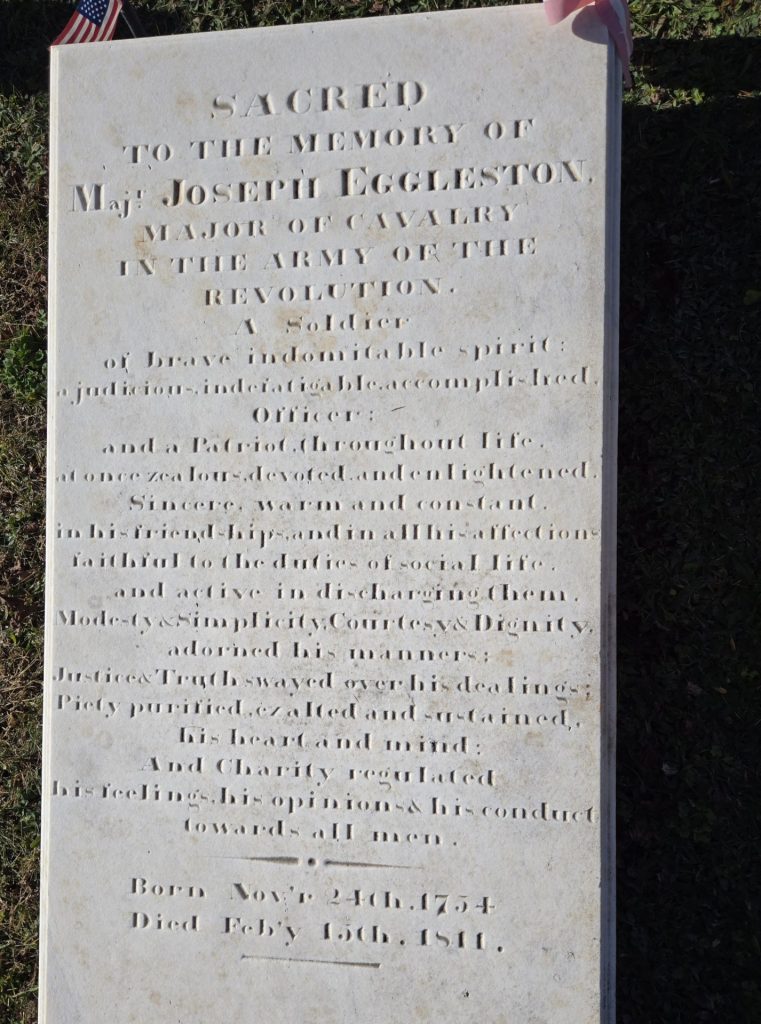 MAJ. JOSEPH EGGLESTON REVOLUTIONARY WAR MEMORIAL
