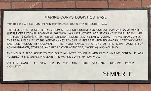 MARINE CORPS LOGISTICS BASE MEMORIAL PLAQUE