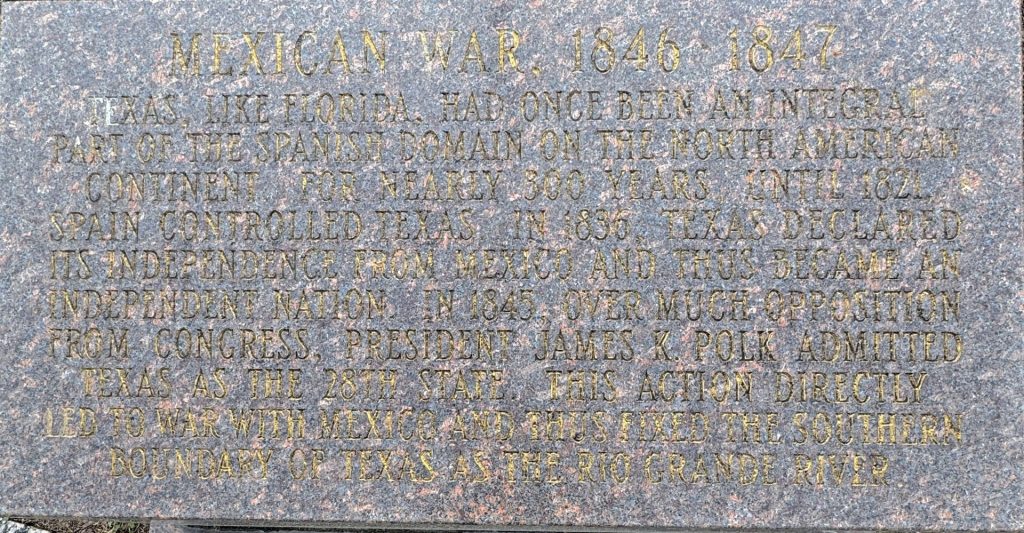 MEXICAN WAR 1846-1847 MEMORIAL FLAGPOLE STONE