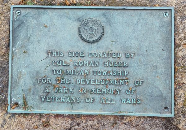 MILAN TOWNSHIP VETERANS OF ALL WARS MEMORIAL PARK PLAQUE