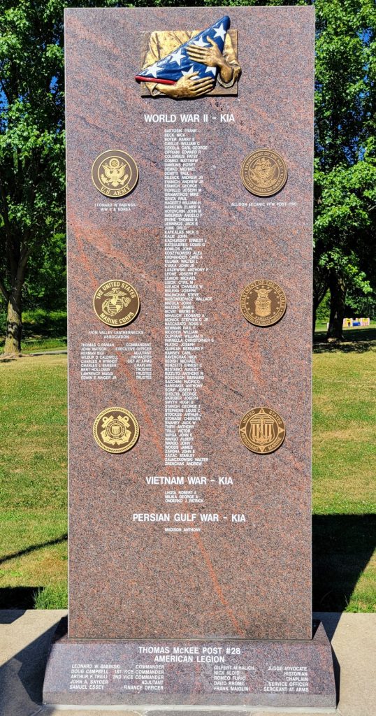 MONESSEN WAR VETERANS MEMORIAL CENTER STONE