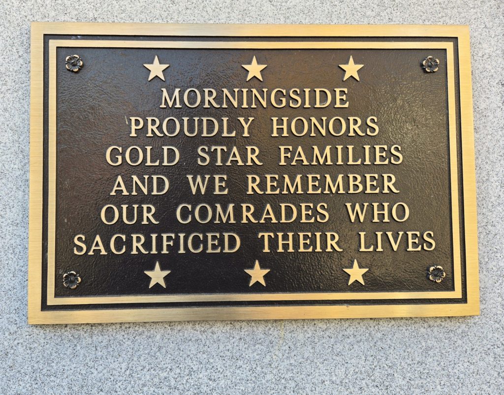 MORNINGSIDE GOLD STAR FAMILIES WAR MEMORIAL PLAQUE