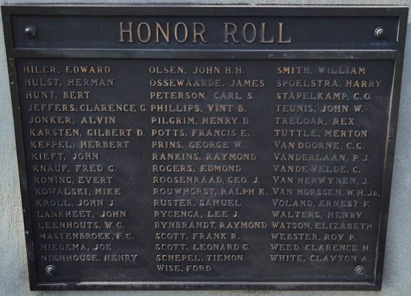 OTTAWA COUNTY GREAT WORLD WAR MEMORIAL PLAQUE B