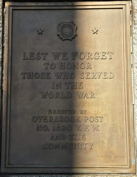 OVERBROOK POST NO. 1620 V.F.W. WORLD WAR MEMORIAL PLAQUE