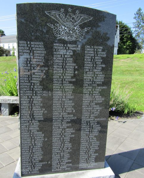 PARIS, MAINE VETERANS MEMORIAL STONE H