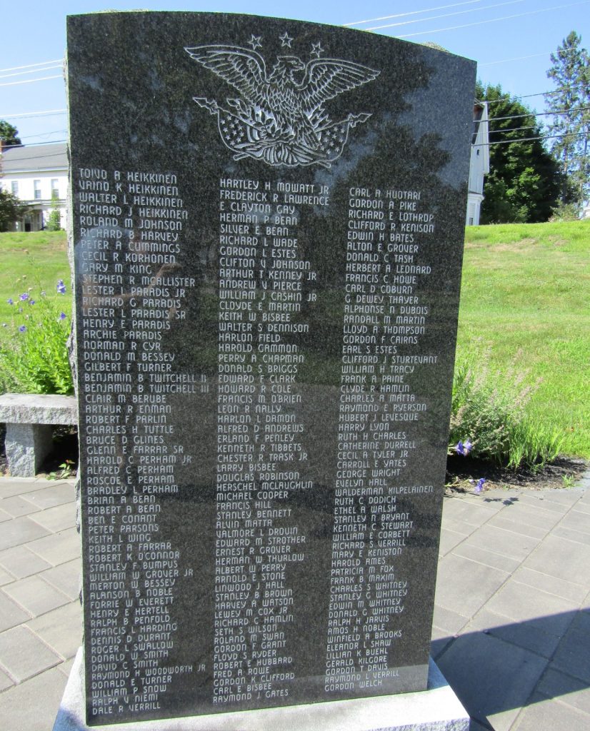 PARIS, MAINE VETERANS MEMORIAL STONE H