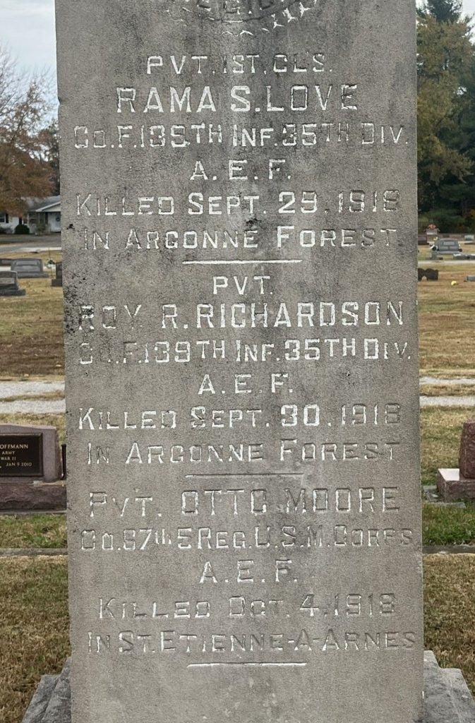 PEACEFUL VALLEY CEMETERY WORLD WAR I MEMORIAL STONE