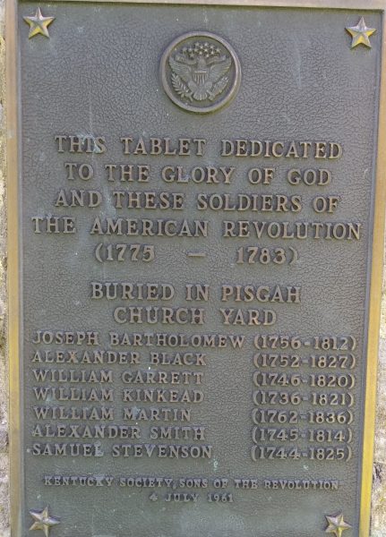 PISGAH CHURCH YARD REVOLUTIONARY WAR MEMORIAL PLAQUE