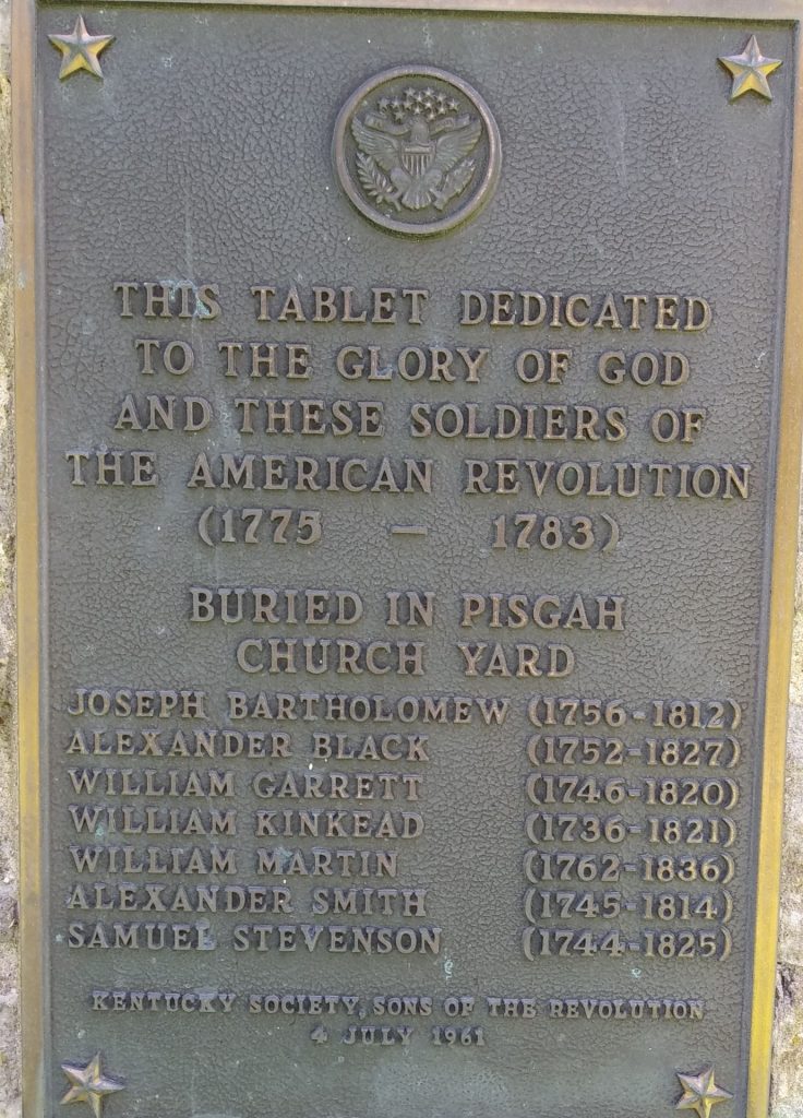 PISGAH CHURCH YARD REVOLUTIONARY WAR MEMORIAL PLAQUE