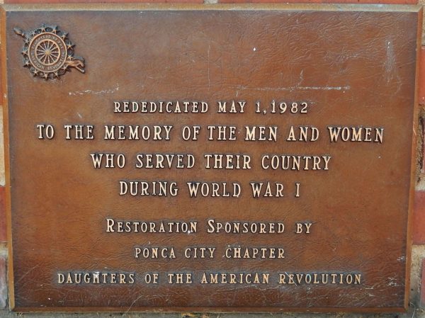 PONCA CITY WORLD WAR MEMORIAL FOUNTAIN PLAQUE A