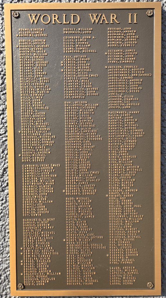 PORT VUE BOROUGH HONOR ROLL WAR MEMORIAL PLAQUE B