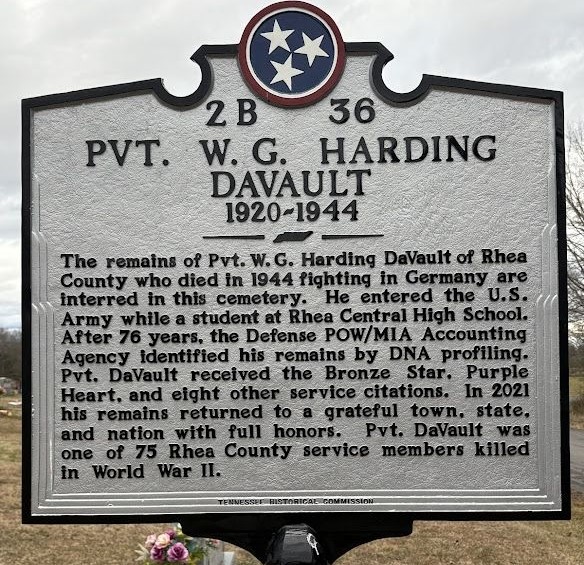 PVT. W.G. HARDING DEVAULT WAR MEMORIAL MARKER