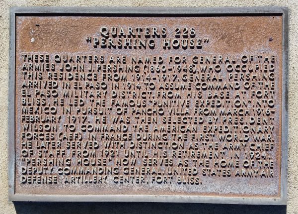 QUARTERS 228 “PERSHING HOUSE” MEMORIAL PLAQUE