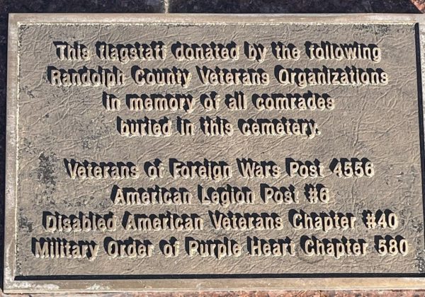 RANDOLPH COUNTY COMRADES BURIED IN THIS CEMETERY MEMORIAL PLAQUE