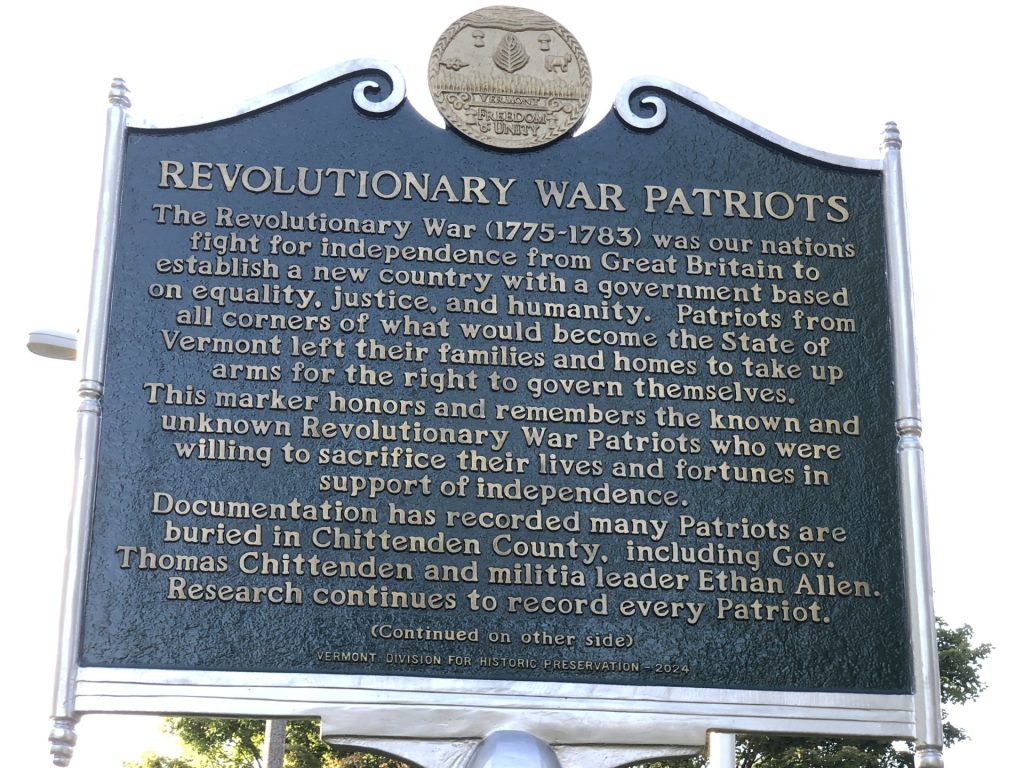 REVOLUTIONARY WAR PATRIOTS MEMORIAL WAR FRONT BURLINGTON