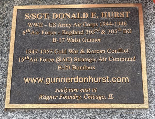 S/SGT. DONALD E. HURST WAR MEMORIAL PLAQUE