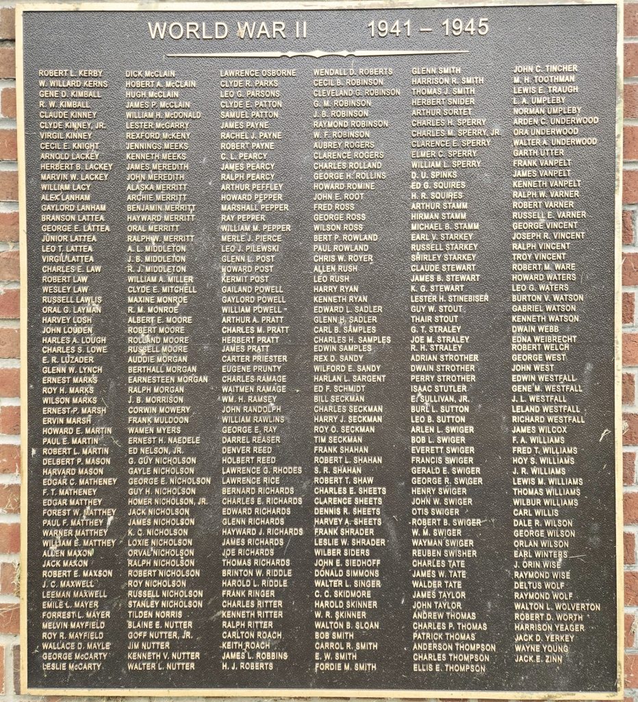 SALEM, WV WORLD WAR II MEMORIAL PLAQUE B