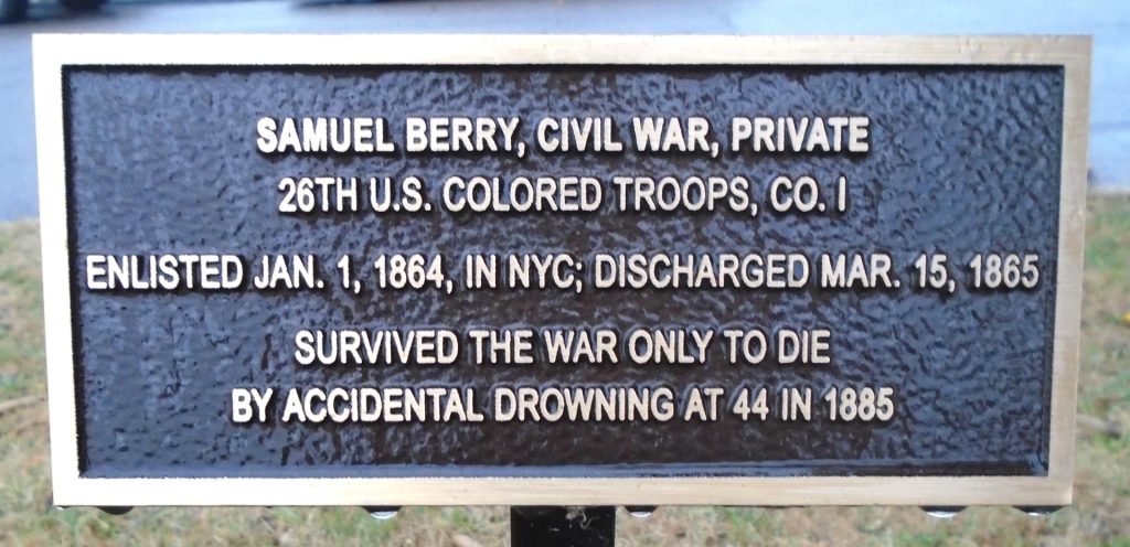 SAMUEL BERRY, CIVIL WAR, PRIVATE WAR MEMORIAL PLAQUE