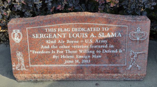 SERGEANT LOUIS A. SLAMA WAR MEMORIAL FLAGPOLE STONE