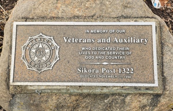 SIKORA POST 1322 VETERANS AND AUXILIARY MEMORIAL FLAGPOLE PLAQUE