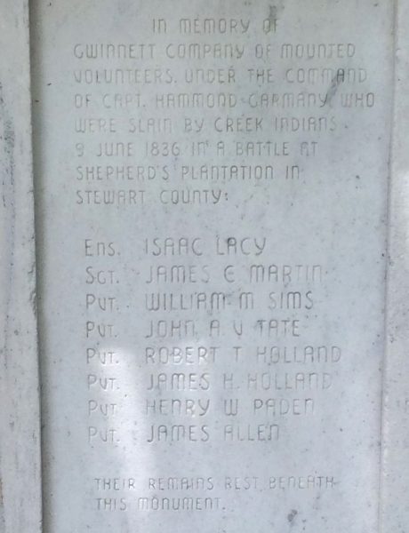 STEWART COUNTY MEMORIAL TO THE FALLEN OF 1836 DEDICATION STONE