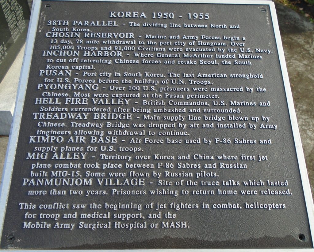 SUSQUEHANNA TOWNSHIP KOREAN WAR MEMORIAL PLAQUE
