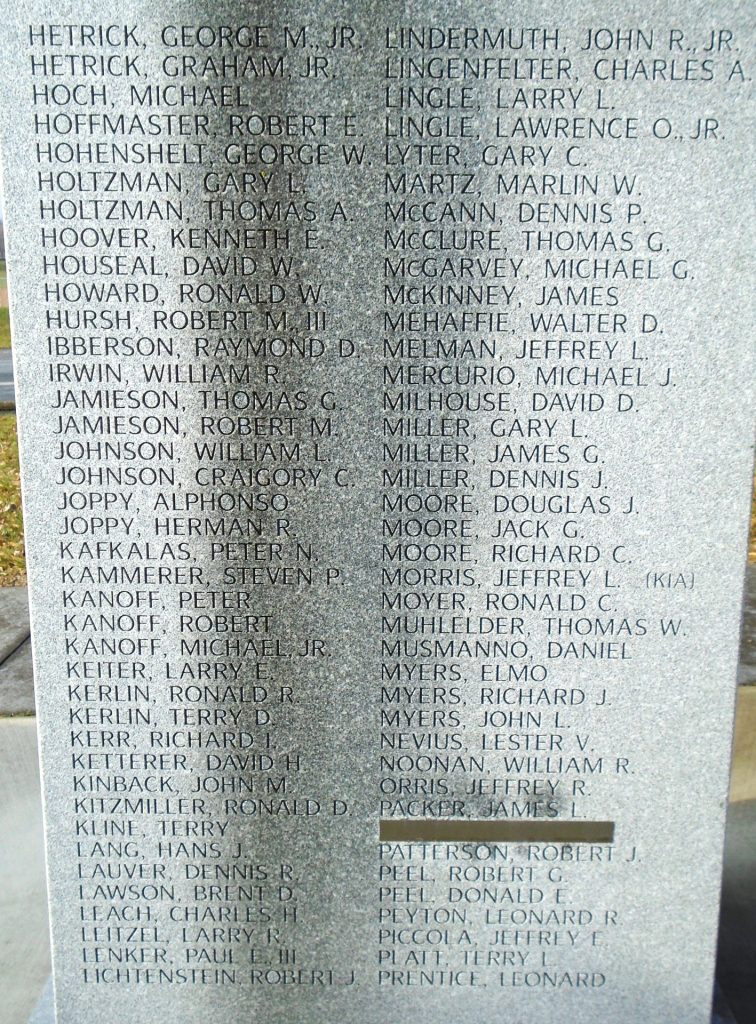 SUSQUEHANNA TOWNSHIP VIETNAM WAR MEMORIAL SIDE C