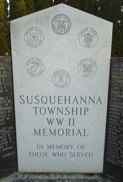 SUSQUEHANNA TOWNSHIP WW II MEMORIAL CENTER STONE FRONT