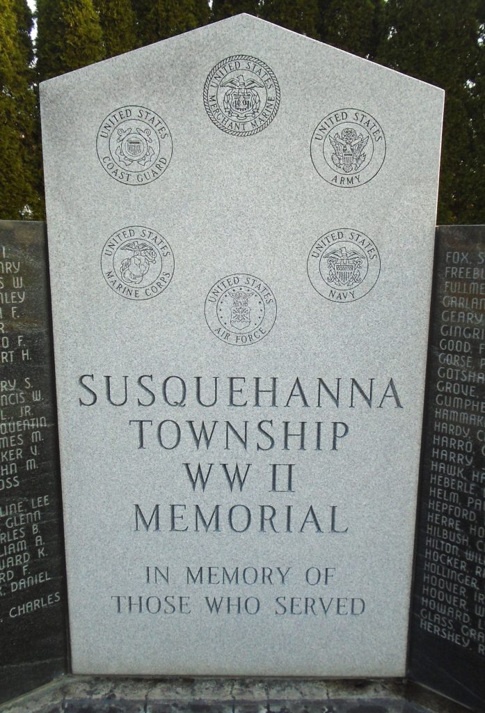 SUSQUEHANNA TOWNSHIP WW II MEMORIAL CENTER STONE FRONT