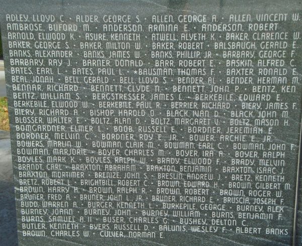 SUSQUEHANNA TOWNSHIP WW II MEMORIAL STONE A