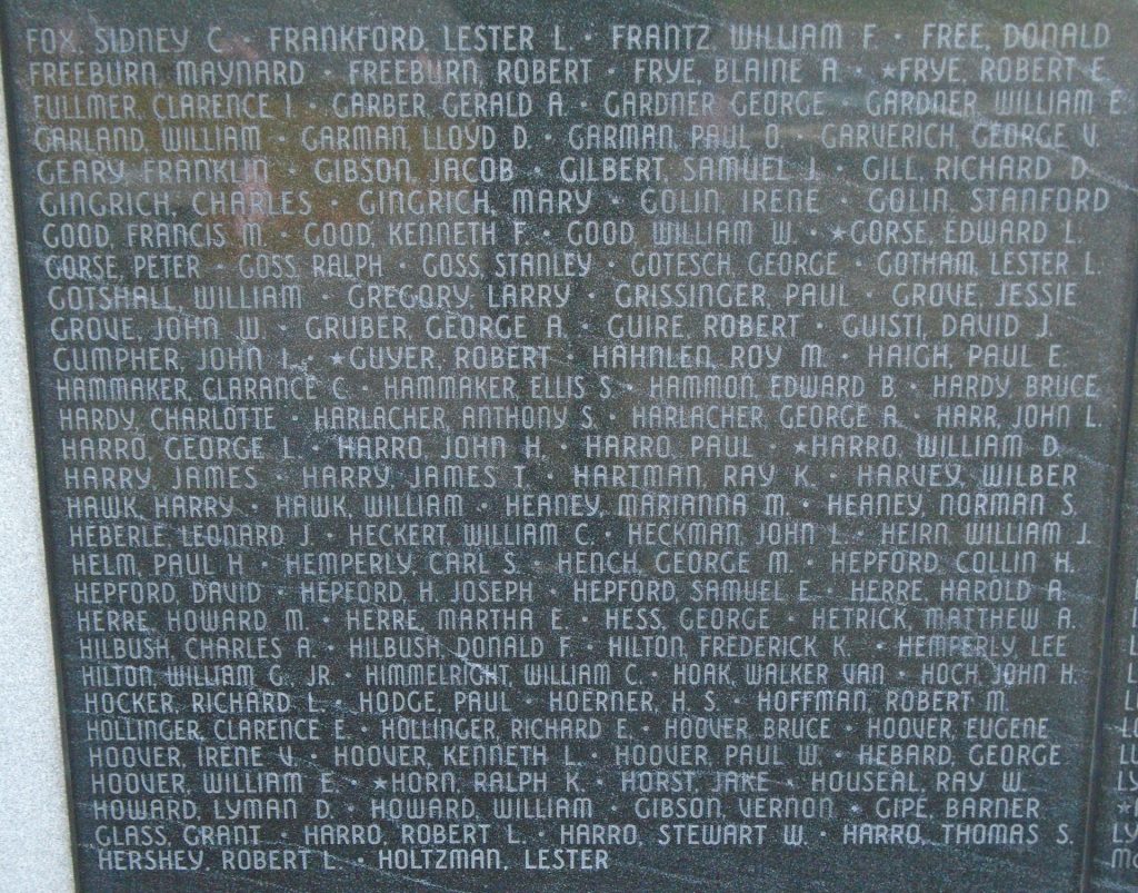 SUSQUEHANNA TOWNSHIP WW II MEMORIAL STONE C